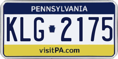 PA license plate KLG2175