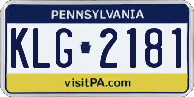 PA license plate KLG2181