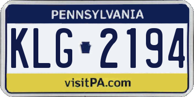 PA license plate KLG2194
