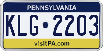 PA license plate KLG2203