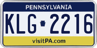 PA license plate KLG2216