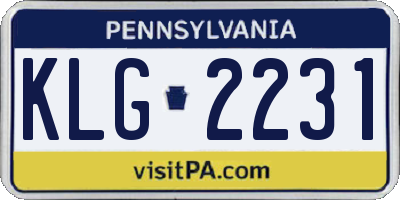 PA license plate KLG2231