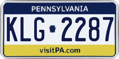 PA license plate KLG2287