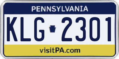 PA license plate KLG2301