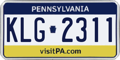 PA license plate KLG2311