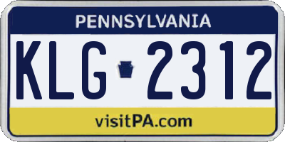 PA license plate KLG2312