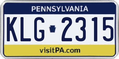 PA license plate KLG2315
