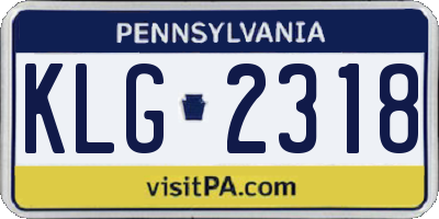 PA license plate KLG2318