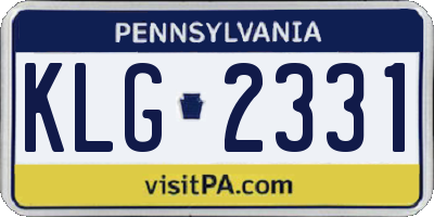 PA license plate KLG2331
