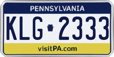 PA license plate KLG2333
