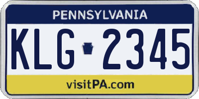 PA license plate KLG2345