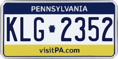 PA license plate KLG2352