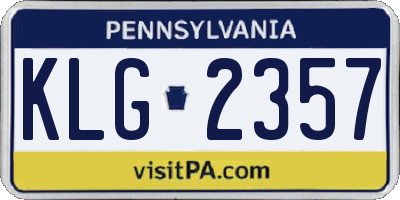 PA license plate KLG2357