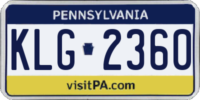 PA license plate KLG2360