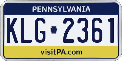PA license plate KLG2361