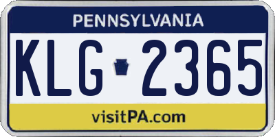 PA license plate KLG2365