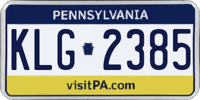 PA license plate KLG2385