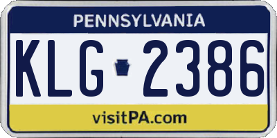 PA license plate KLG2386