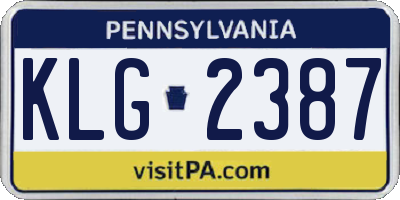 PA license plate KLG2387