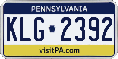 PA license plate KLG2392