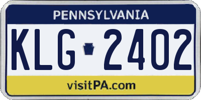 PA license plate KLG2402