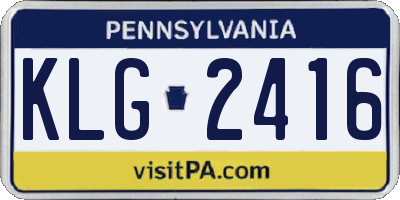 PA license plate KLG2416