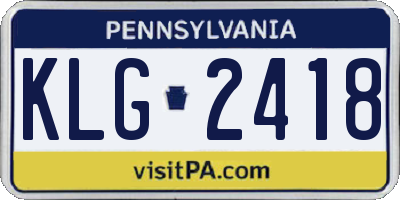 PA license plate KLG2418