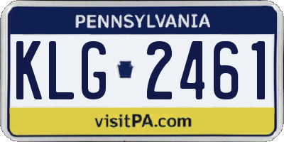 PA license plate KLG2461