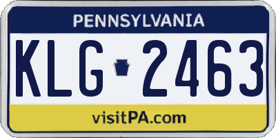 PA license plate KLG2463