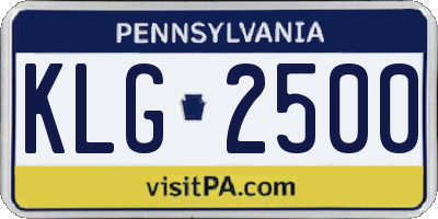 PA license plate KLG2500