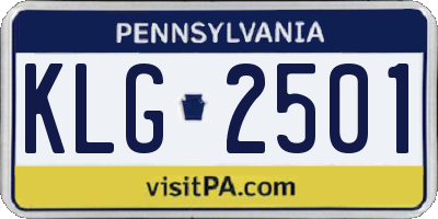 PA license plate KLG2501