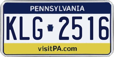 PA license plate KLG2516