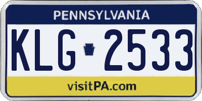 PA license plate KLG2533