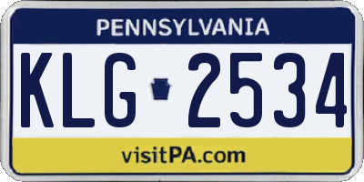 PA license plate KLG2534