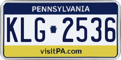 PA license plate KLG2536