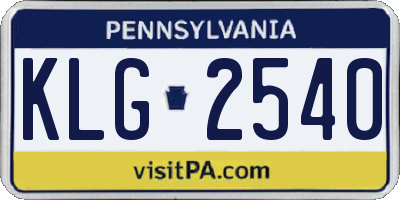 PA license plate KLG2540