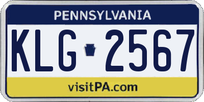 PA license plate KLG2567