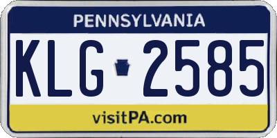 PA license plate KLG2585