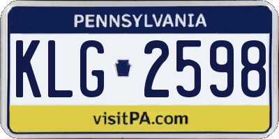 PA license plate KLG2598