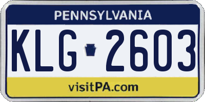 PA license plate KLG2603