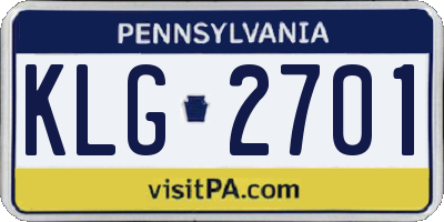 PA license plate KLG2701