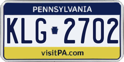 PA license plate KLG2702