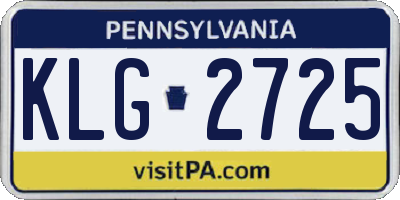 PA license plate KLG2725