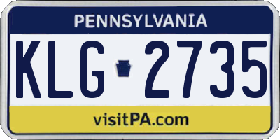 PA license plate KLG2735