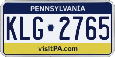 PA license plate KLG2765