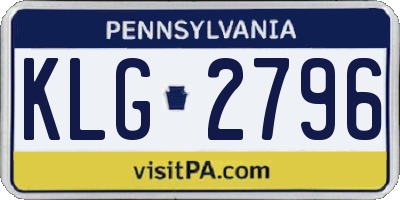 PA license plate KLG2796