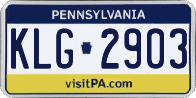 PA license plate KLG2903