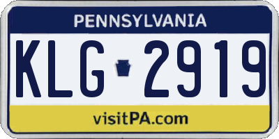 PA license plate KLG2919