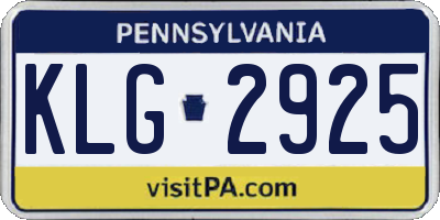 PA license plate KLG2925
