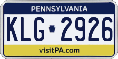 PA license plate KLG2926